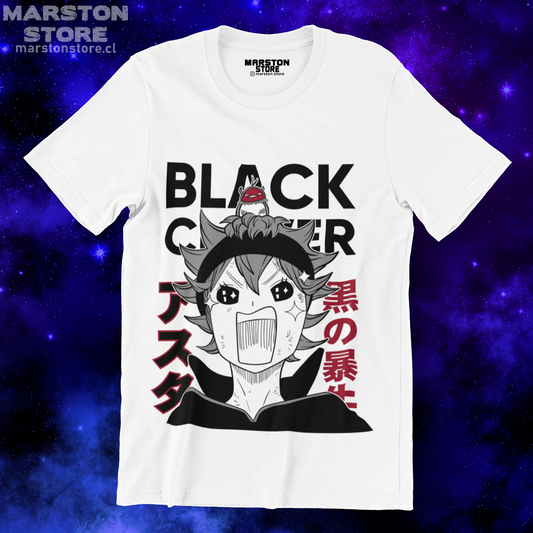 Polera blanca de Black Clover con Asta