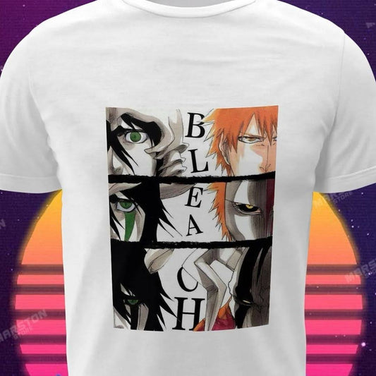 Polera blanca de Bleach con diseño anime