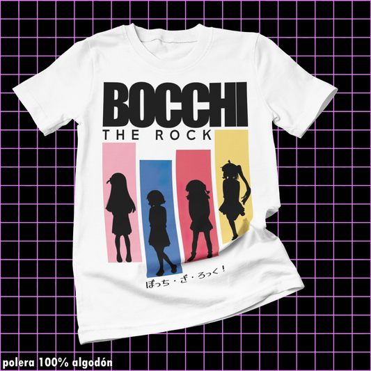 Polera blanca de Bocchi the Rock! con diseño anime