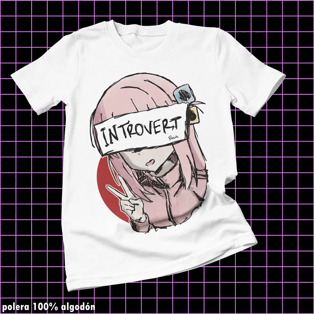 Polera blanca de Bocchi the Rock! con Hitori Gotoh