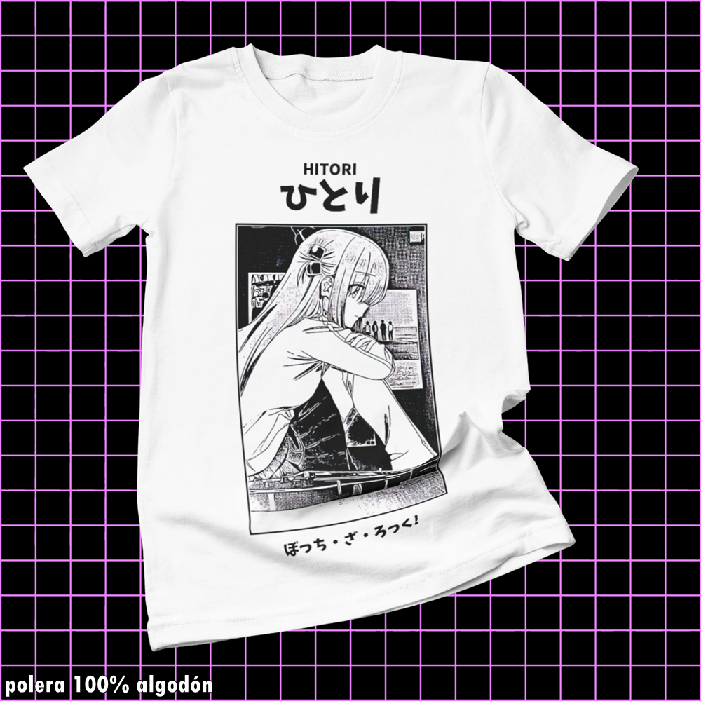 Polera blanca de Bocchi the Rock! con Hitori Gotoh