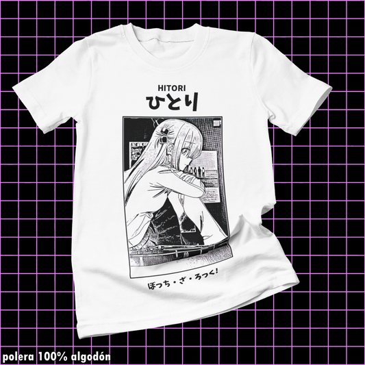 Polera blanca de Bocchi the Rock! con Hitori Gotoh