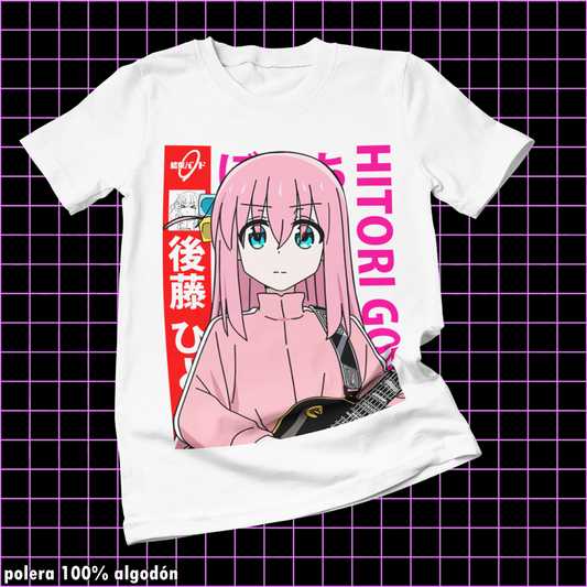 Polera blanca de Bocchi the Rock! con Hitori Gotoh