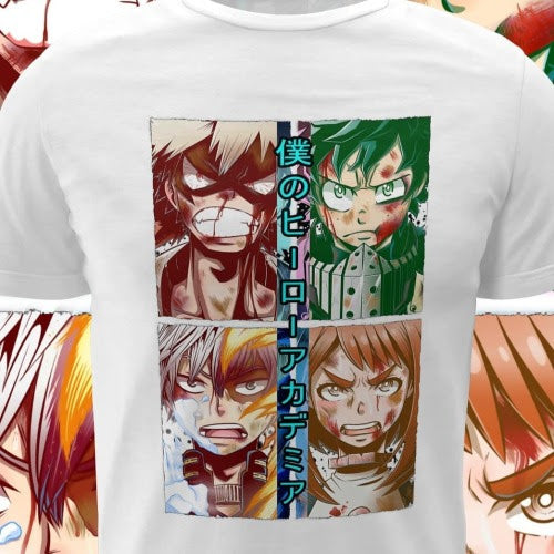 Polera blanca de Boku no Hero Academia (My Hero Academia) con diseño anime