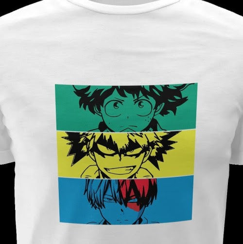 Polera blanca de Boku no Hero Academia (My Hero Academia) con diseño anime