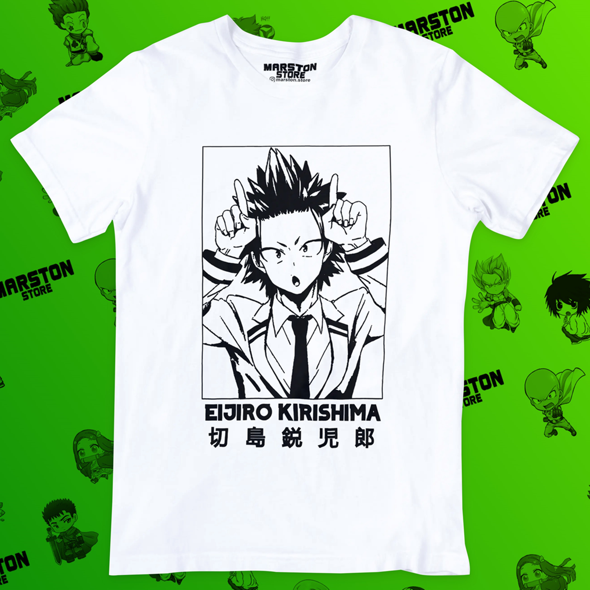 Polera blanca de Boku no Hero Academia (My Hero Academia) con Eijiro Kirishima