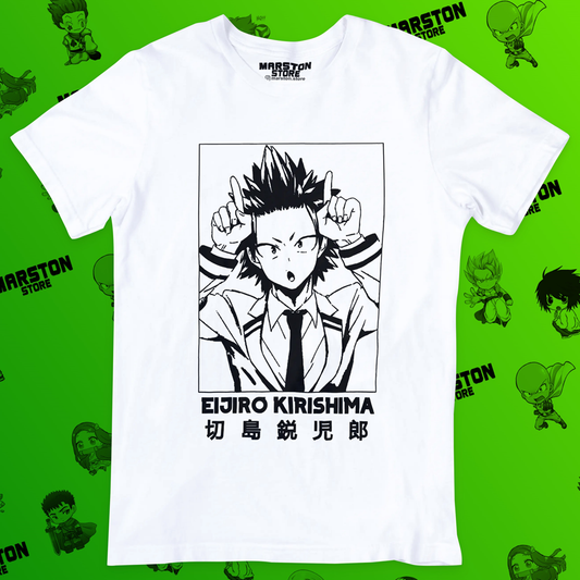 Polera blanca de Boku no Hero Academia (My Hero Academia) con Eijiro Kirishima