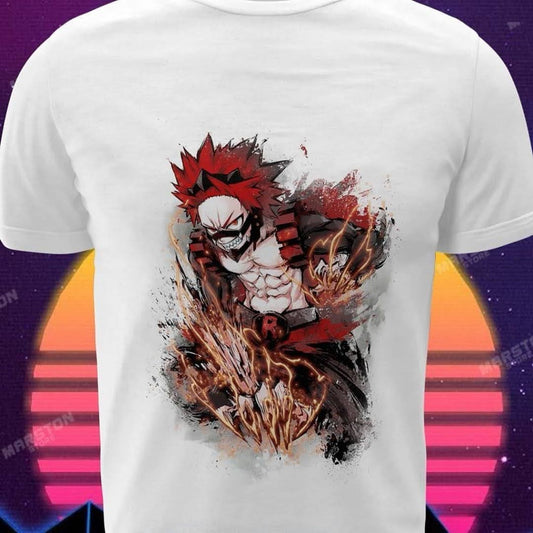 Polera blanca de Boku no Hero Academia (My Hero Academia) con Eijiro Kirishima