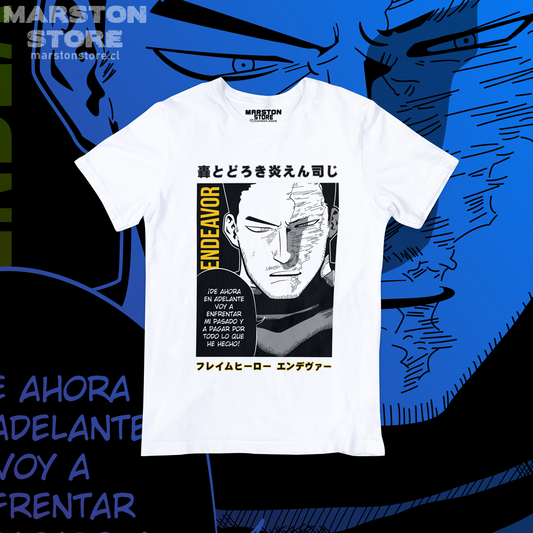 Polera blanca de Boku no Hero Academia (My Hero Academia) con Enji Todoroki (Endeavor)