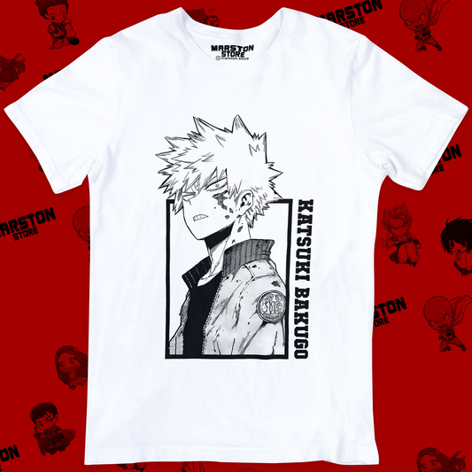 Polera blanca de Boku no Hero Academia (My Hero Academia) con Katsuki Bakugo