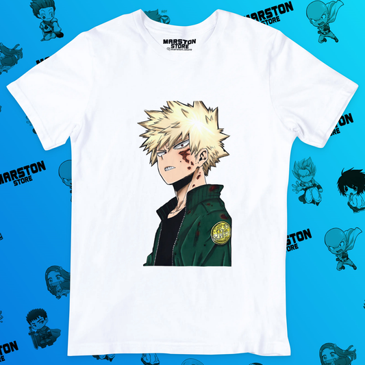 Polera blanca de Boku no Hero Academia (My Hero Academia) con Katsuki Bakugo