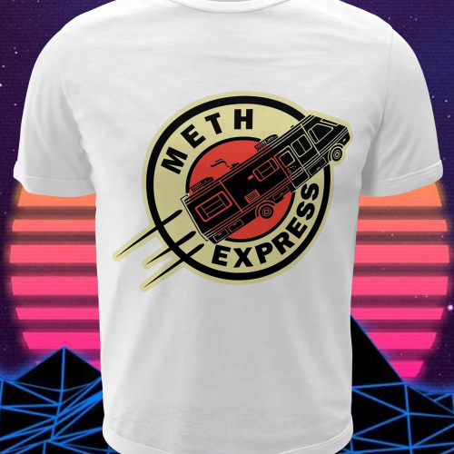 Polera blanca crossover de Breaking Bad y Futurama