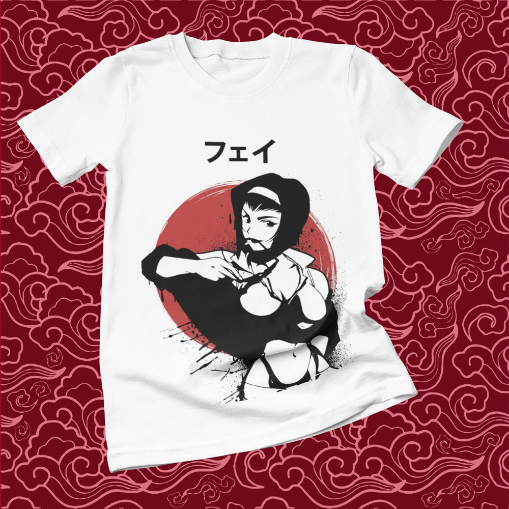 Polera blanca de Cowboy Bebop con Faye Valentine