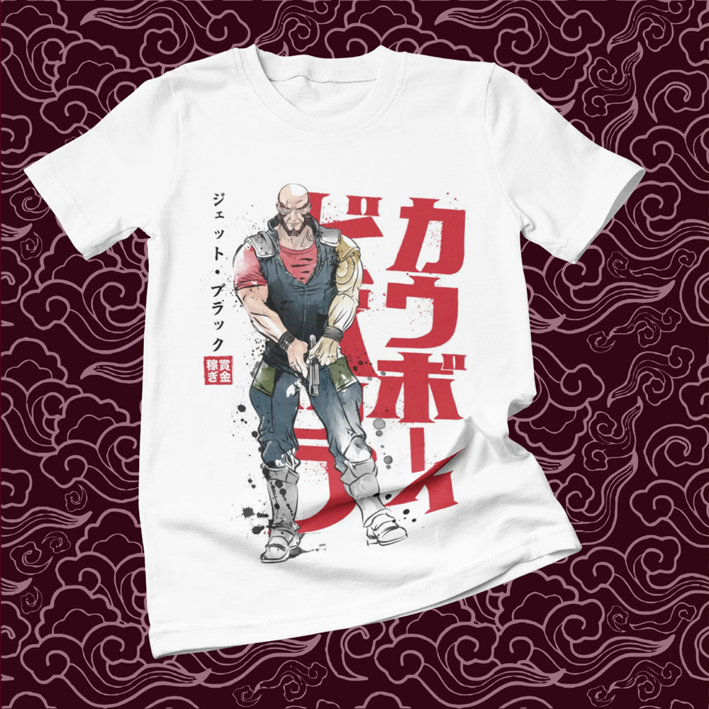 Polera blanca de Cowboy Bebop con Jet Black