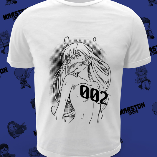 Polera blanca de Darling in the Franxx con Zero Two