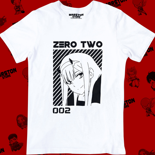 Polera blanca de Darling in the Franxx con Zero Two