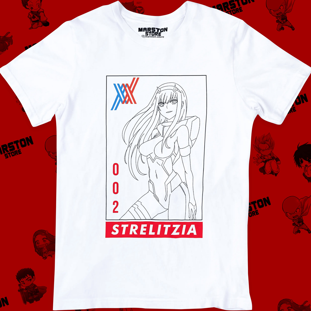 Polera blanca de Darling in the Franxx con Zero Two