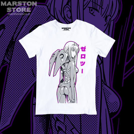 Polera blanca de Darling in the Franxx con Zero Two
