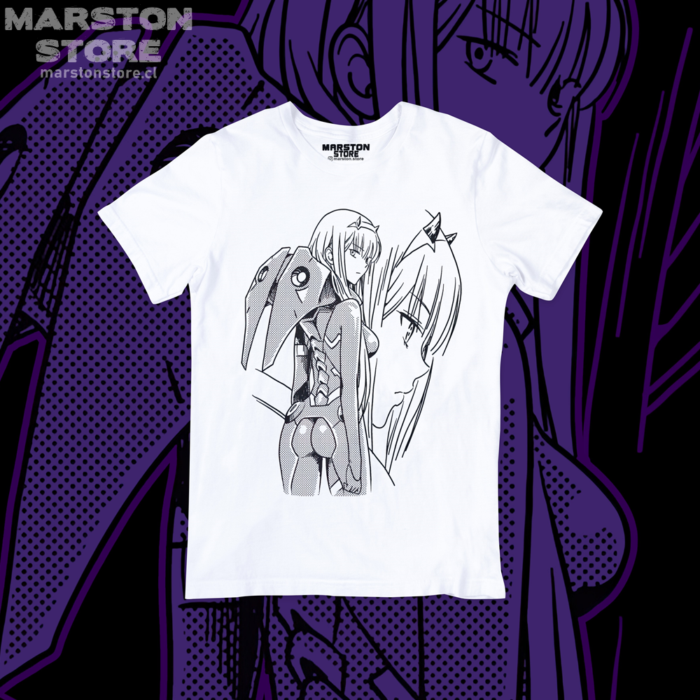 Polera blanca de Darling in the Franxx con Zero Two