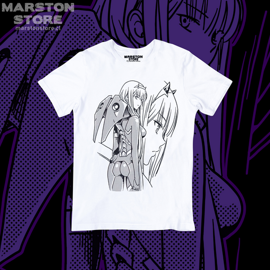 Polera blanca de Darling in the Franxx con Zero Two