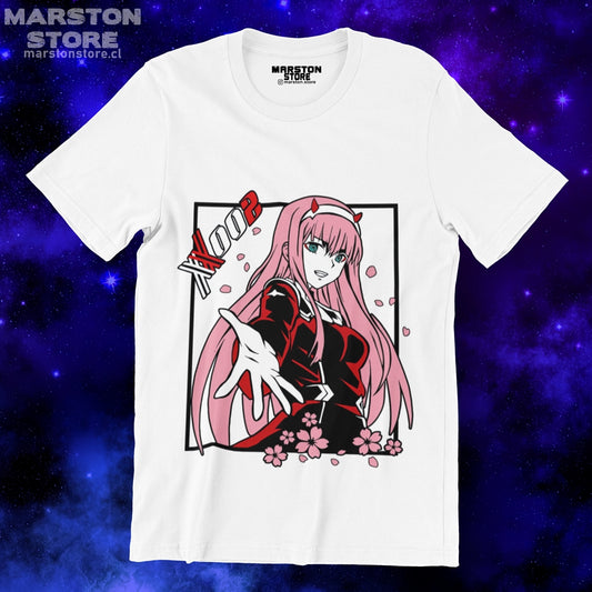 Polera blanca de Darling in the Franxx con Zero Two