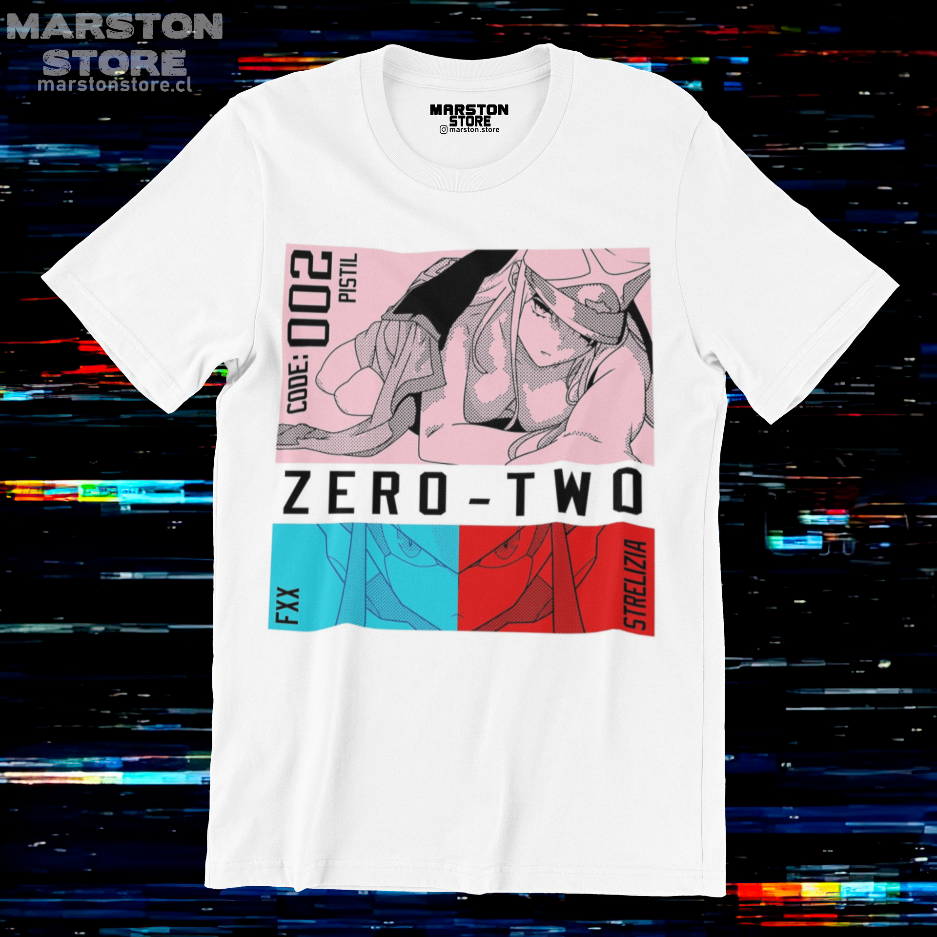 Polera blanca de Darling in the Franxx con Zero Two