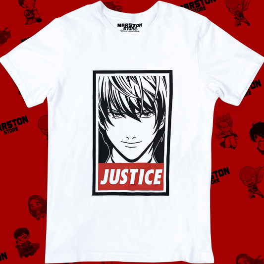 Polera blanca de Death Note con Light Yagami