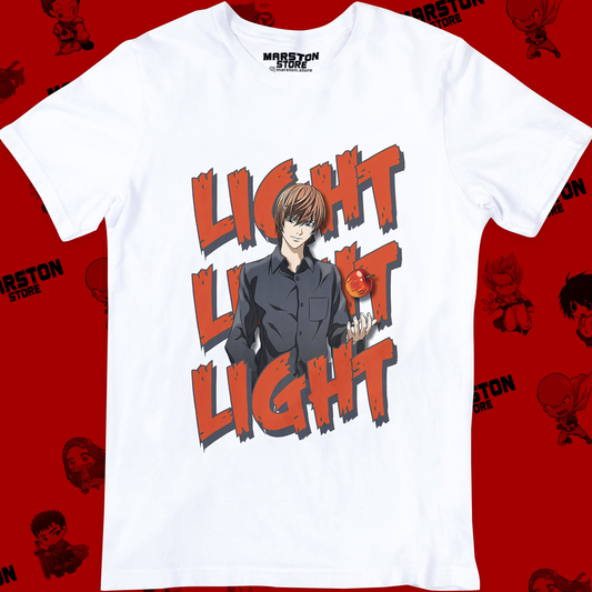 Polera blanca de Death Note con Light Yagami
