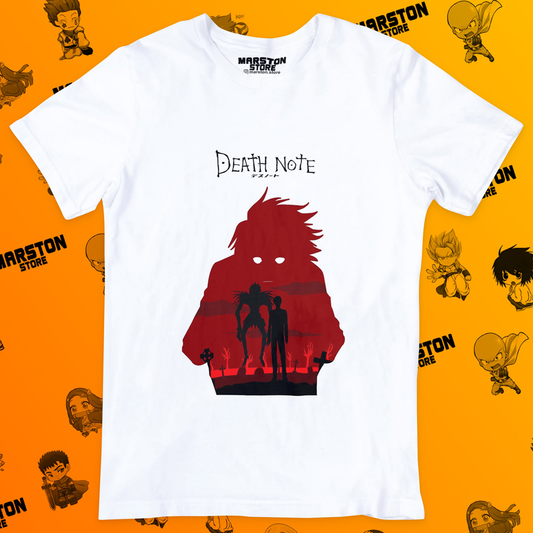 Polera blanca de Death Note con Light Yagami, L y Ryuk