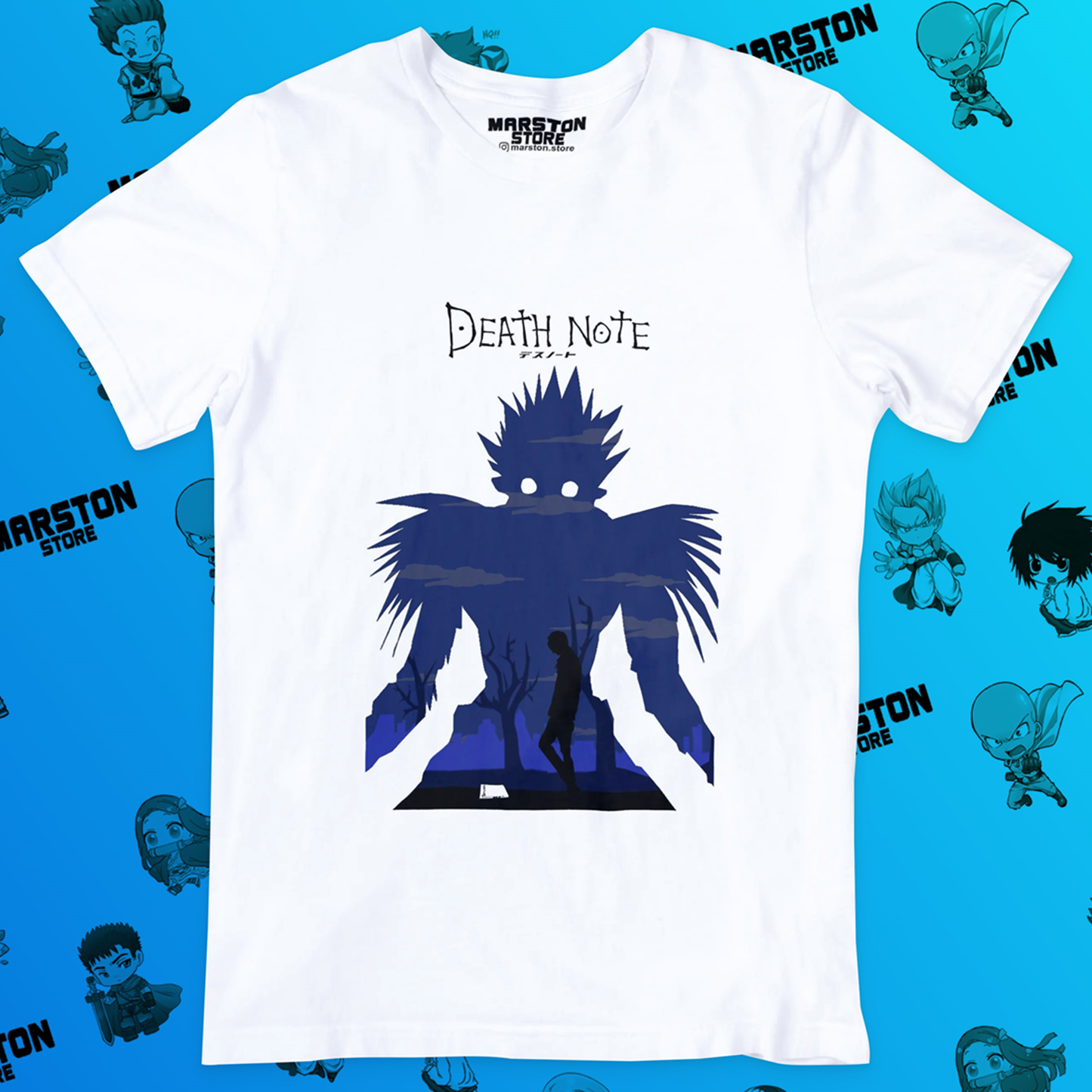 Polera blanca de Death Note con Light Yagami y Ryuk