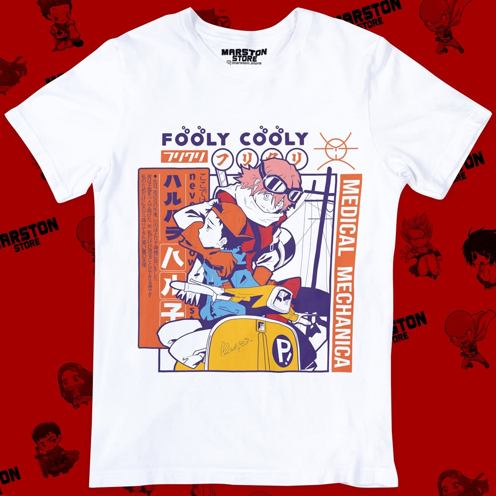 Polera blanca de FLCL con Haruko Haruhara