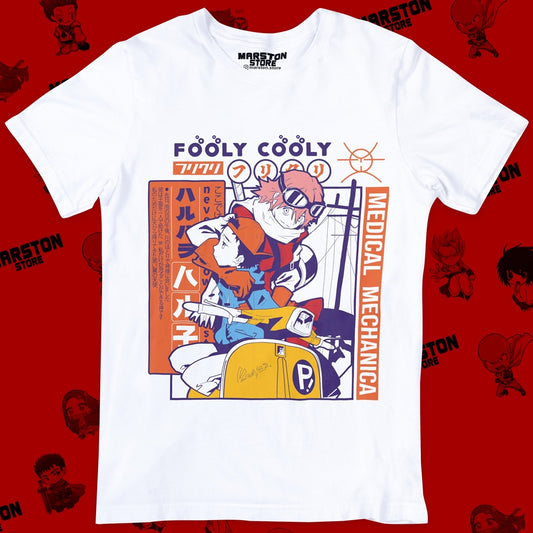 Polera blanca de FLCL con Haruko Haruhara