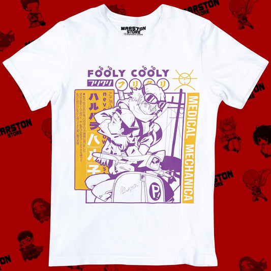 Polera blanca de FLCL con Haruko Haruhara