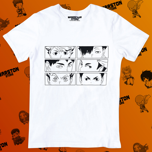 Polera blanca de Haikyuu!! con diseño anime