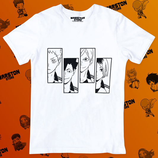 Polera blanca de Haikyuu!! con diseño anime