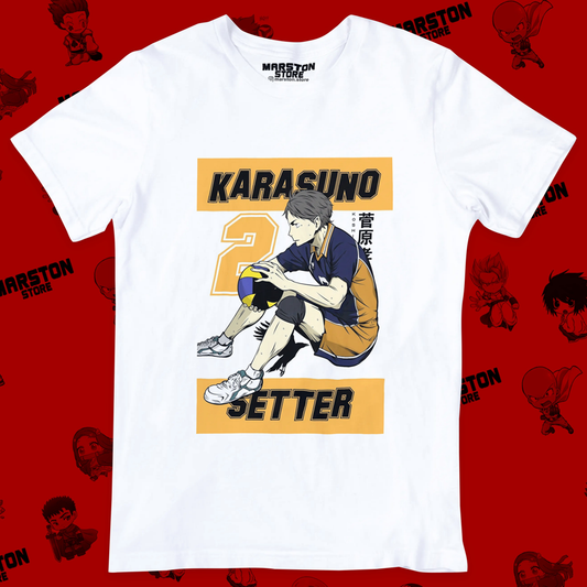 Polera blanca de Haikyuu!! con diseño anime