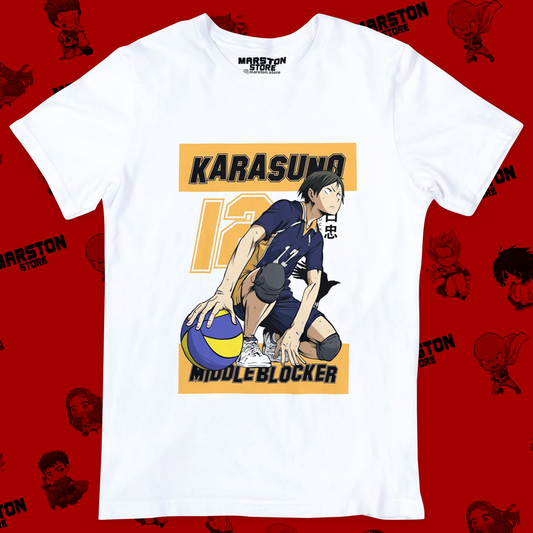 Polera blanca de Haikyuu!! con diseño anime