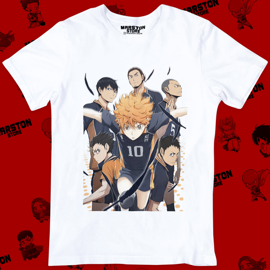 Polera blanca de Haikyuu!! con diseño anime