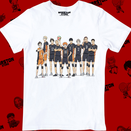 Polera blanca de Haikyuu!! con diseño anime