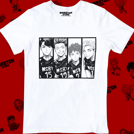 Polera blanca de Haikyuu!! con diseño anime