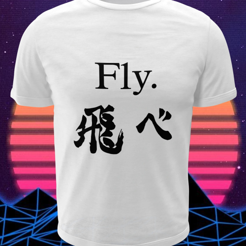 Polera blanca de Haikyuu!! con diseño Fly