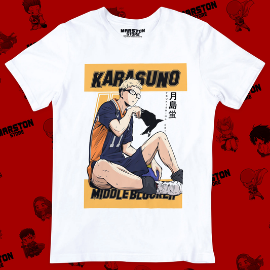 Polera blanca de Haikyuu!! con Kei Tsukishima