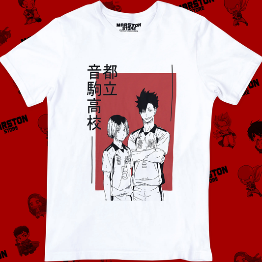 Polera blanca de Haikyuu!! con Kenma Kozume y Tetsuro Kuroo