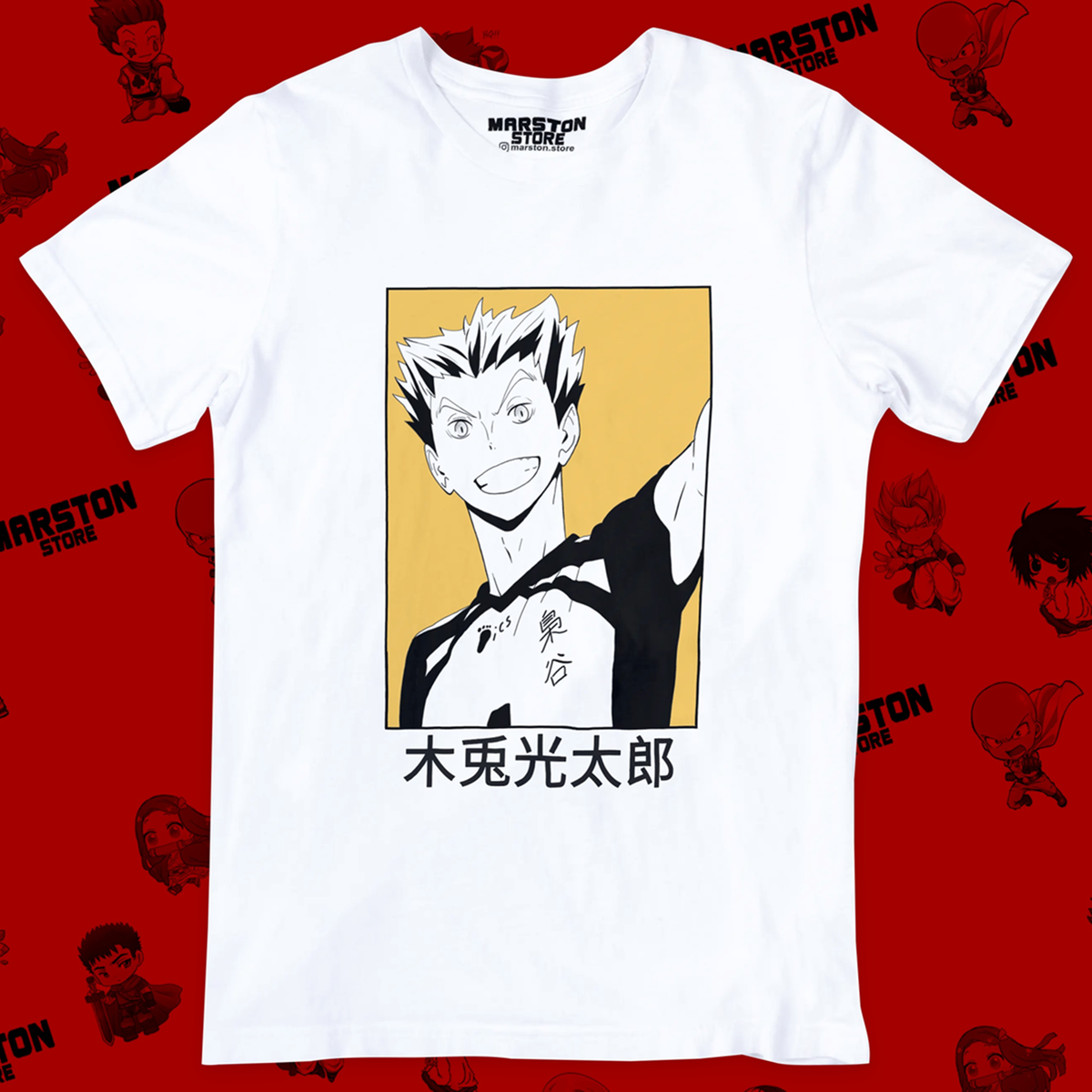 Polera blanca de Haikyuu!! con Kotaro Bokuto
