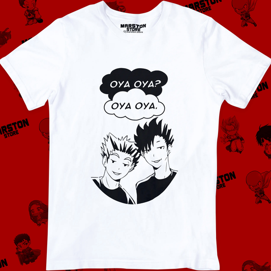 Polera blanca de Haikyuu!! con Kotaro Bokuto y Tetsuro Kuroo