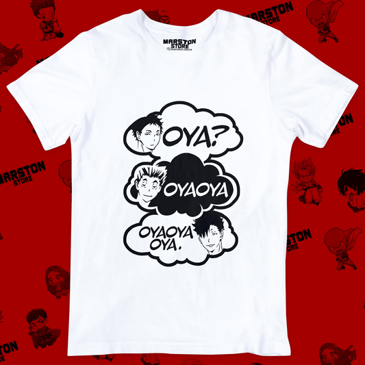 Polera blanca de Haikyuu!! con Kotaro Bokuto, Tetsuro Kuroo y Keiji Akaashi