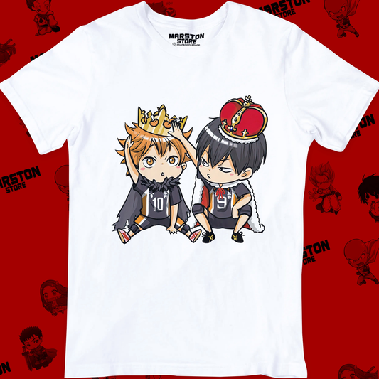 Polera blanca de Haikyuu!! con Shoyo Hinata y Tobio Kageyama