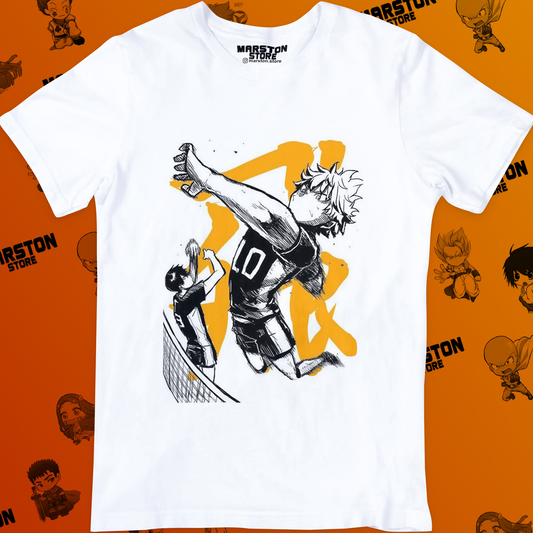 Polera blanca de Haikyuu!! con Shoyo Hinata y Tobio Kageyama