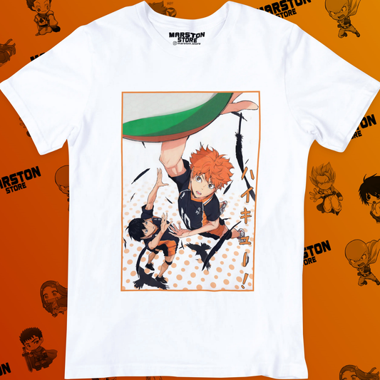 Polera blanca de Haikyuu!! con Shoyo Hinata y Tobio Kageyama