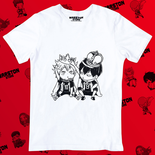 Polera blanca de Haikyuu!! con Shoyo Hinata y Tobio Kageyama